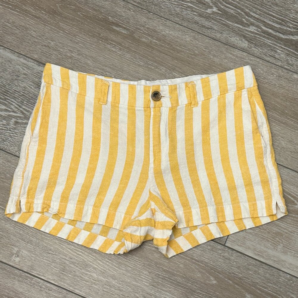 Old Navy Everyday Short Sz 6 Shorts Linen Blend Yellow & White Striped